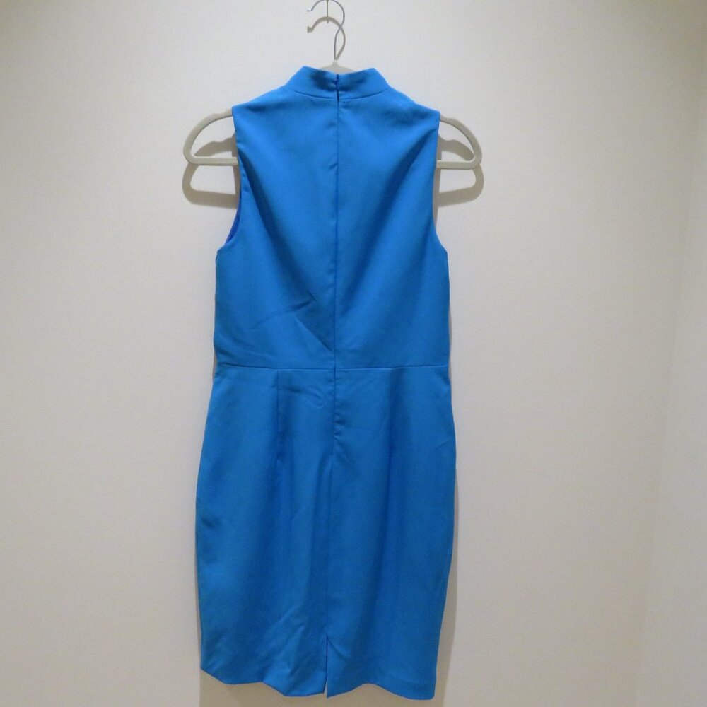 BLACK HALO Naya Sleeveless Mock Neck Ruched Sheath Dress in Breezy Blue US 10 - Picture 8 of 14
